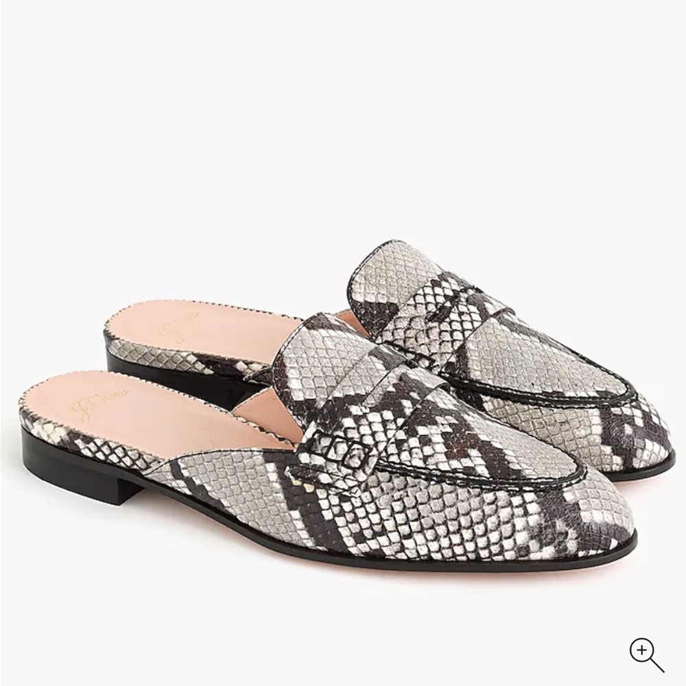 J.Crew Leather Faux Snakeskin Loafers